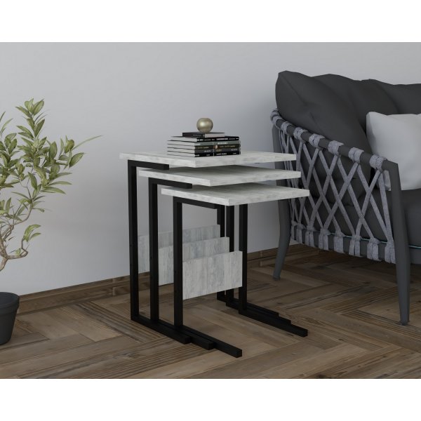 Sali satsbord 32/36/40 x 32/36/40 cm - Svart/grå Sali satsbord 32/36/40 x 32/36/40 cm - Svart/grå