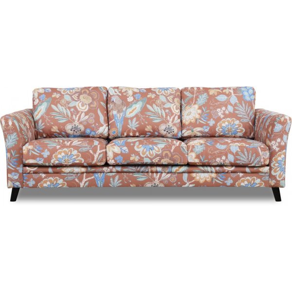 Eker 3-sits soffa i blommigt tyg - Eden Parrot Terracotta