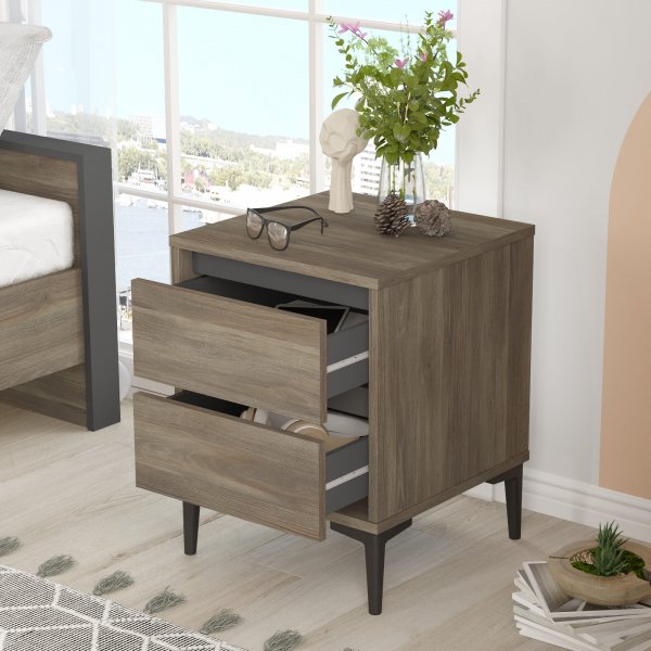 Aristo sängbord - Brun/antracit Aristo sängbord - Brun/antracit