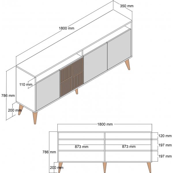 Buffet Milan 180 cm - Blanc Buffet Milan 180 cm - Blanc