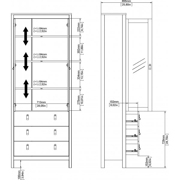 Vitrinekast Madrid - Zwart
