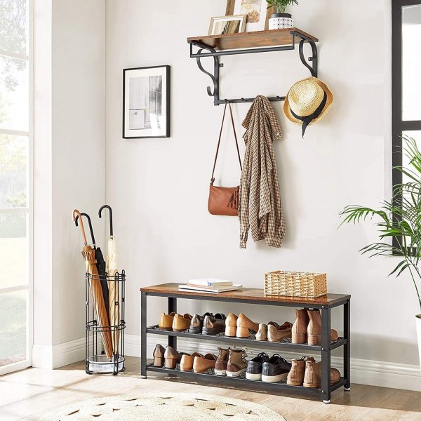 Étagère à chaussures Lasse 100 cm - Marron/noir Étagère à chaussures Lasse 100 cm - Marron/noir