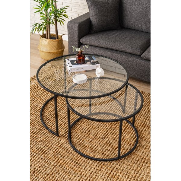 Bela soffbord-set Ø60/80 cm- Svart Bela soffbord-set Ø60/80 cm- Svart