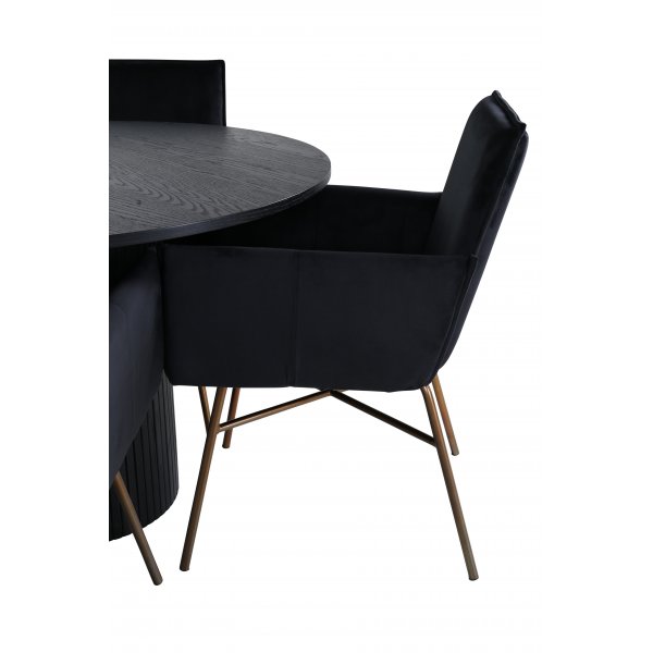 Bianca Matgrupp runt svart matbord med 4 st Petra svart stolar Bianca Matgrupp runt svart matbord med 4 st Petra svart stolar