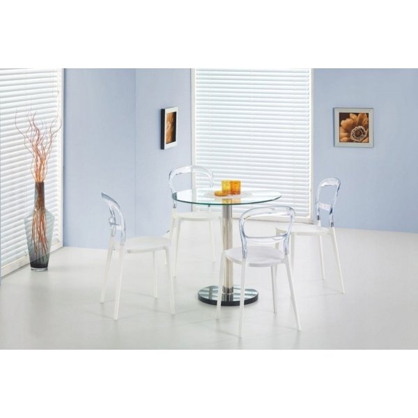 Matbord Violet med klarglas skiva - Krom & Marmor Matbord Violet med klarglas skiva - Krom & Marmor