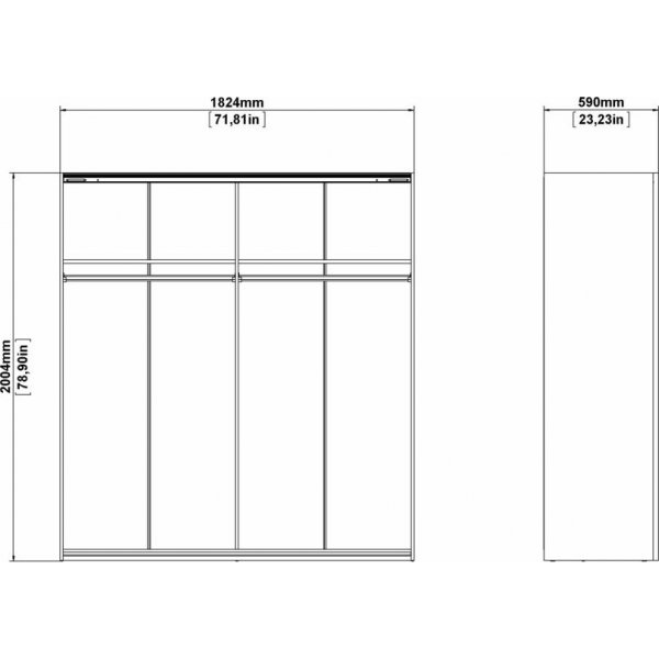 Armoire Vérone avec porte miroir - Blanc Armoire Vérone avec porte miroir - Blanc